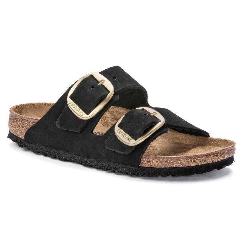 Nu - pied Birkenstock arizona big buckle cuir nubuk noir - Tandem