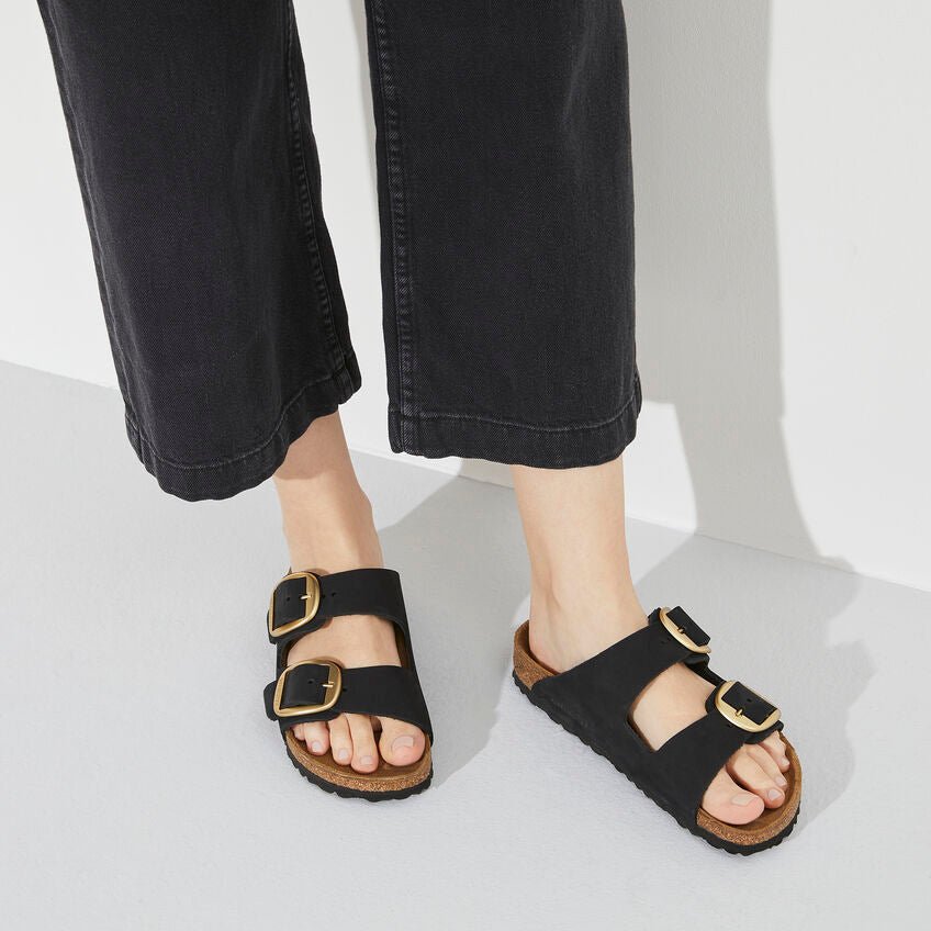 Nu - pied Birkenstock arizona big buckle cuir nubuk noir - Tandem