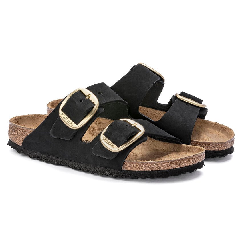 Nu - pied Birkenstock arizona big buckle cuir nubuk noir - Tandem