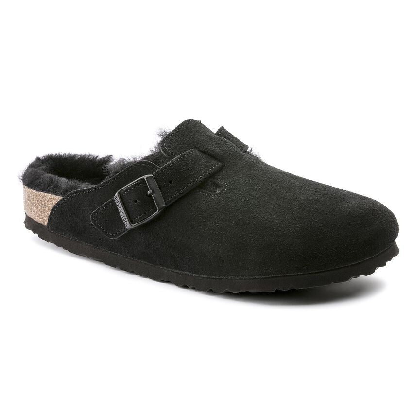 Sabots BIrkenstock Boston fourrure noir