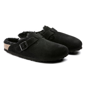 Sabots BIrkenstock Boston fourrure noir