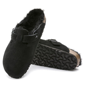 Sabots BIrkenstock Boston fourrure noir - Tandem