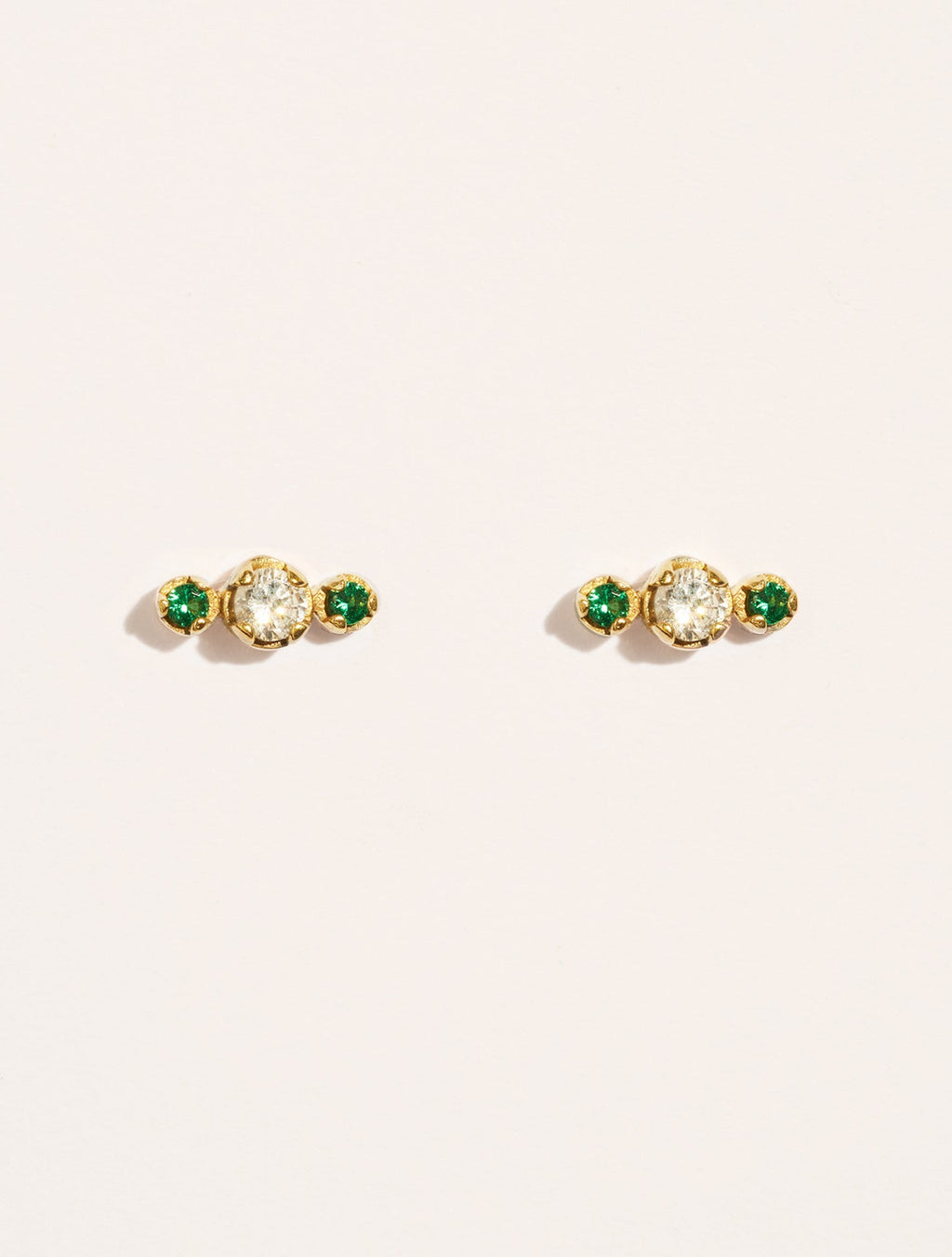 Boucles d'oreilles Dori - Zircons blancs et verts