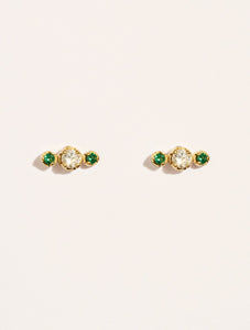 Boucles d'oreilles Dori - Zircons blancs et verts