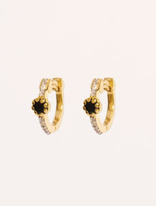 Mini Créoles Rive D'or serties - Zircons noirs