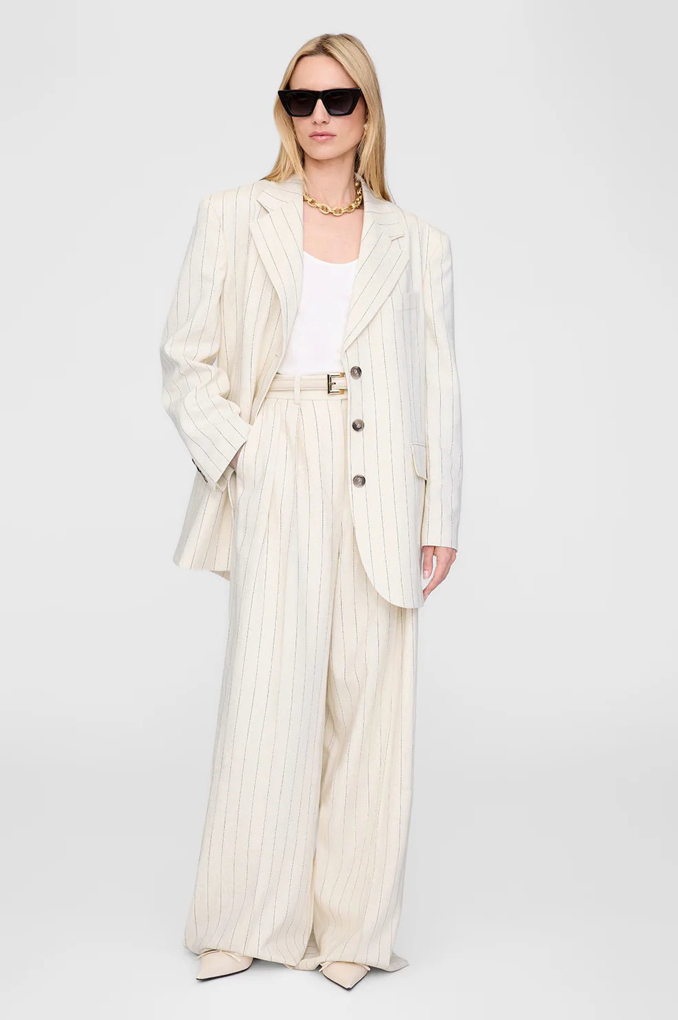 SARA BLAZER - CREAM AND BLACK STRIPE - Tandem