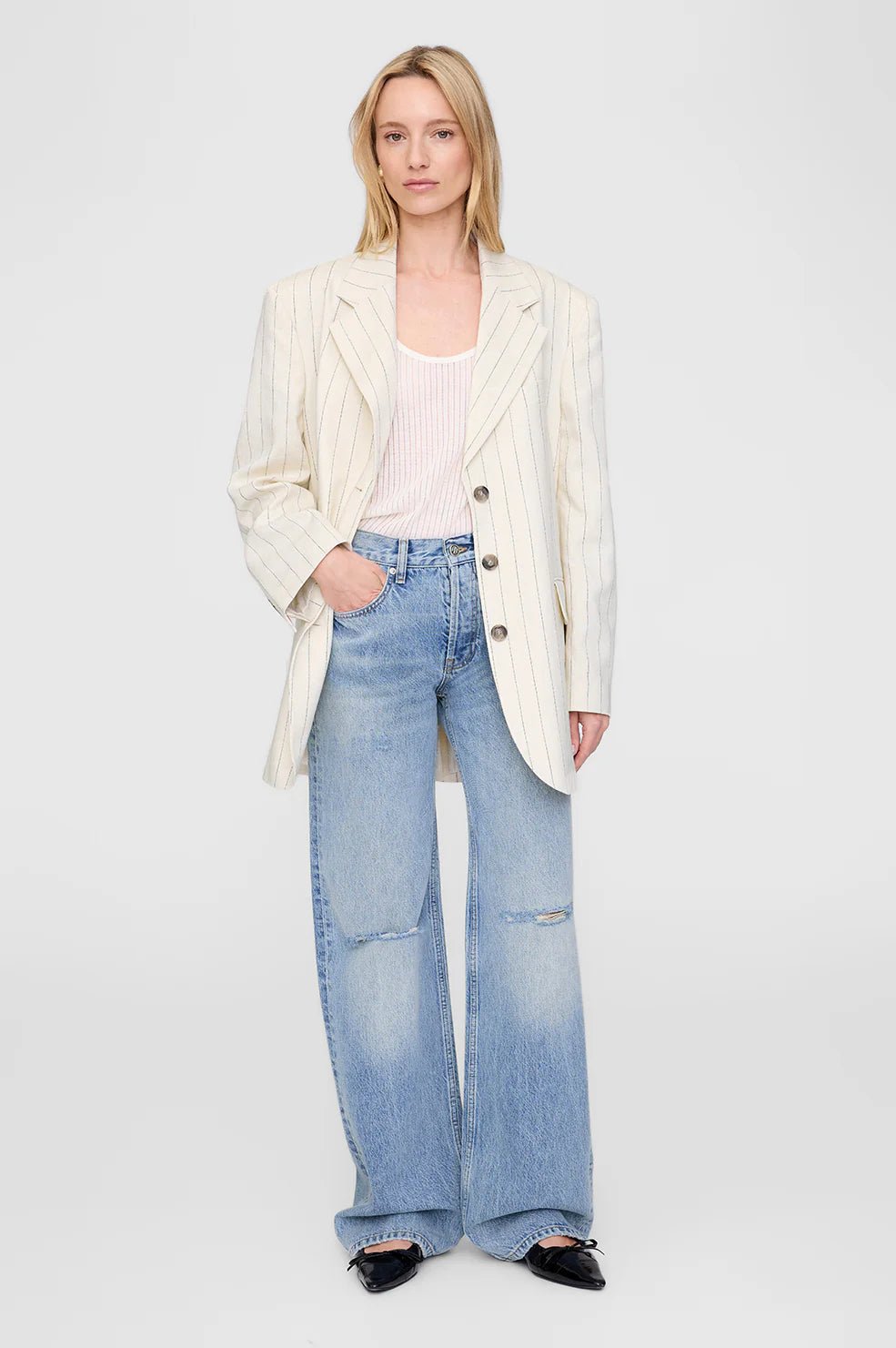 SARA BLAZER - CREAM AND BLACK STRIPE - Tandem