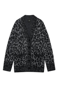 BANKS CARDIGAN - GREY LEOPARD