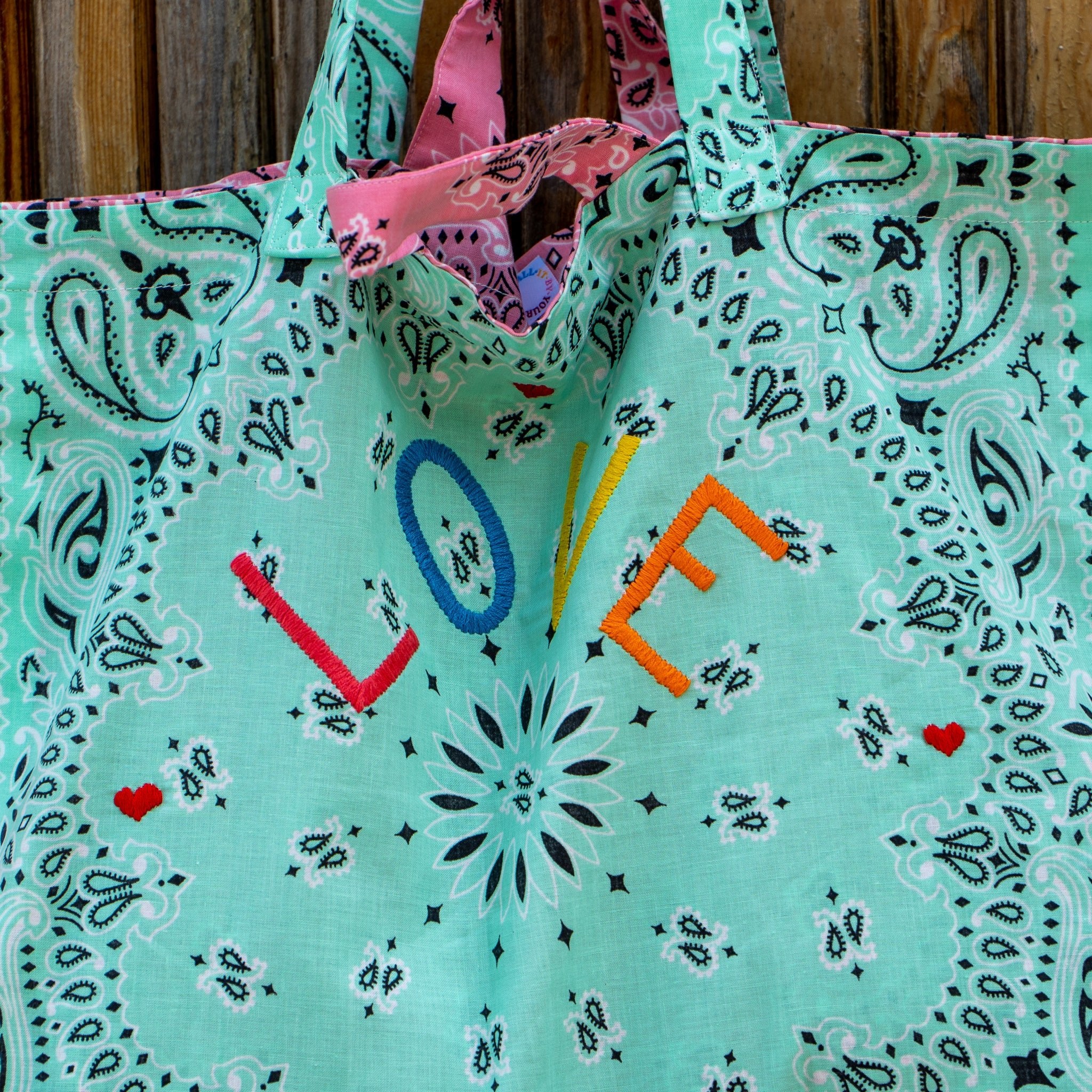 Cabas Maxi Call it by your name turquoise Love - Tandem