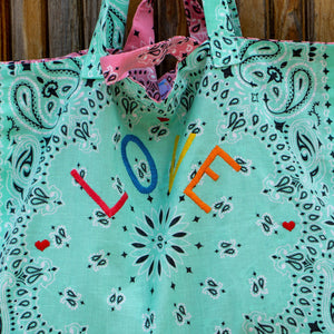 Cabas Maxi Call it by your name turquoise Love - Tandem