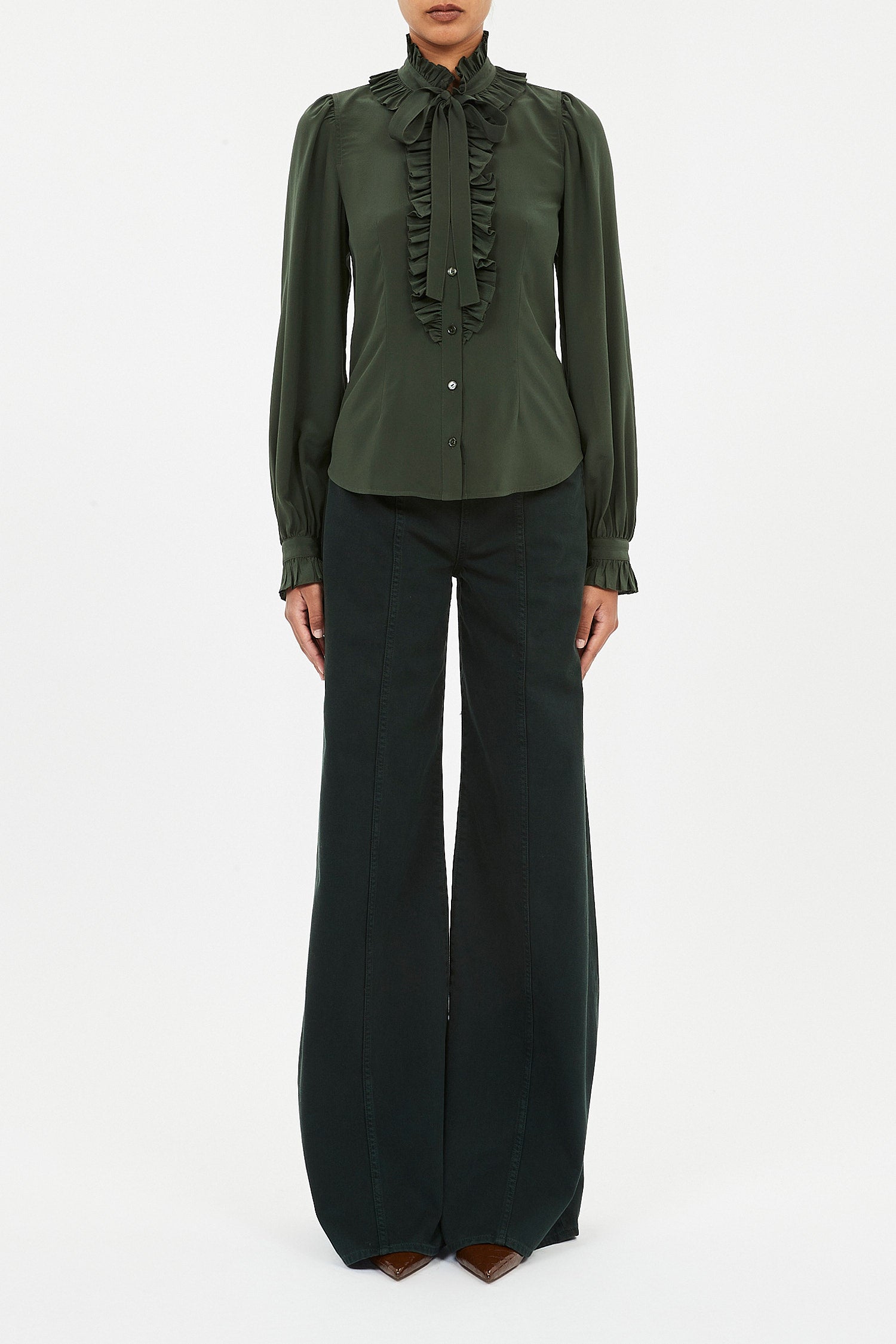 Catroux Silk Long Sleeve Button Front Blouse