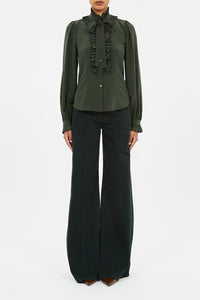 Catroux Silk Long Sleeve Button Front Blouse