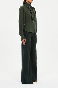 Catroux Silk Long Sleeve Button Front Blouse