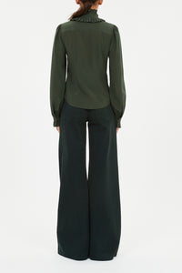 Catroux Silk Long Sleeve Button Front Blouse