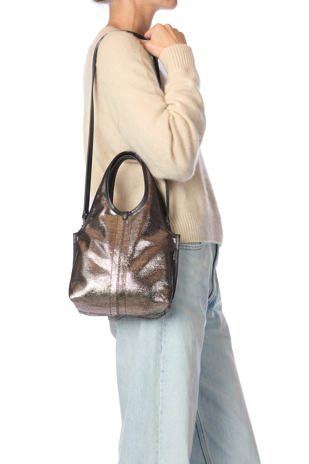 Sac Jérôme Dreyfuss Paco lamé argent - Tandem