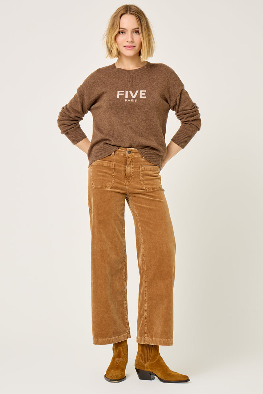 Pantalon Five Lucia velours pécan