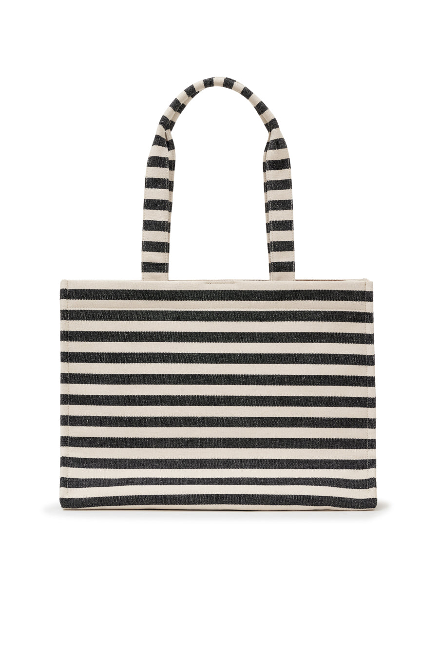 LARA TOTE - BLACK AND NATURAL STRIPE
