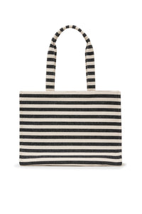 LARA TOTE - BLACK AND NATURAL STRIPE