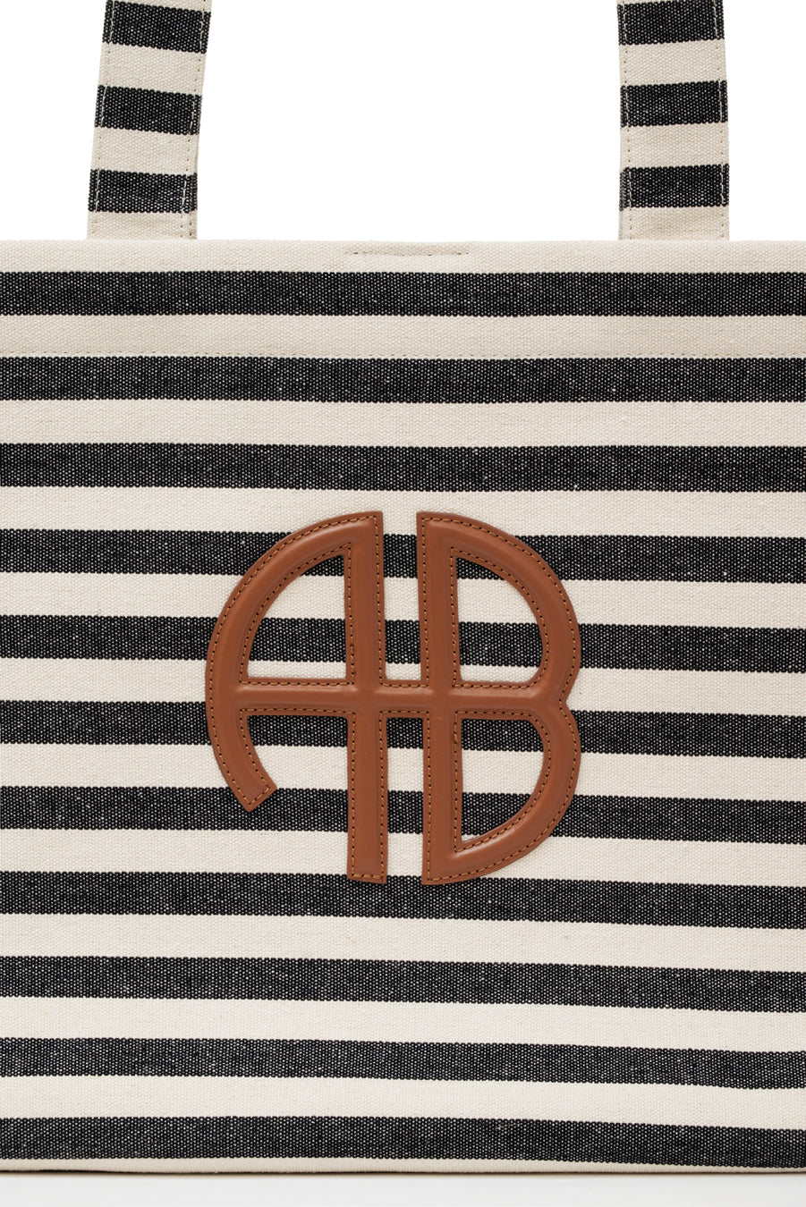 LARA TOTE - BLACK AND NATURAL STRIPE