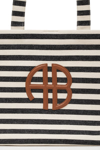 LARA TOTE - BLACK AND NATURAL STRIPE
