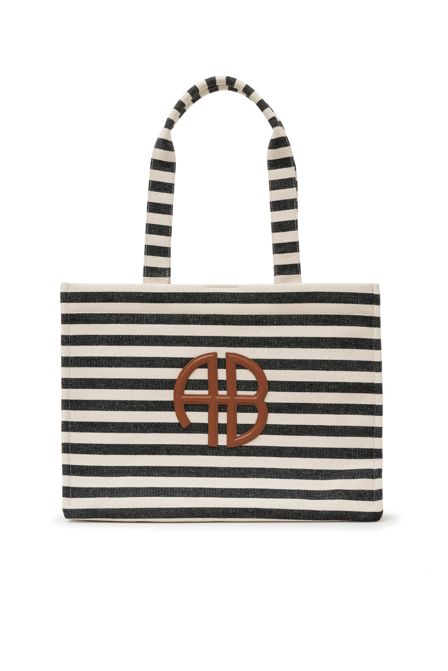 LARA TOTE - BLACK AND NATURAL STRIPE
