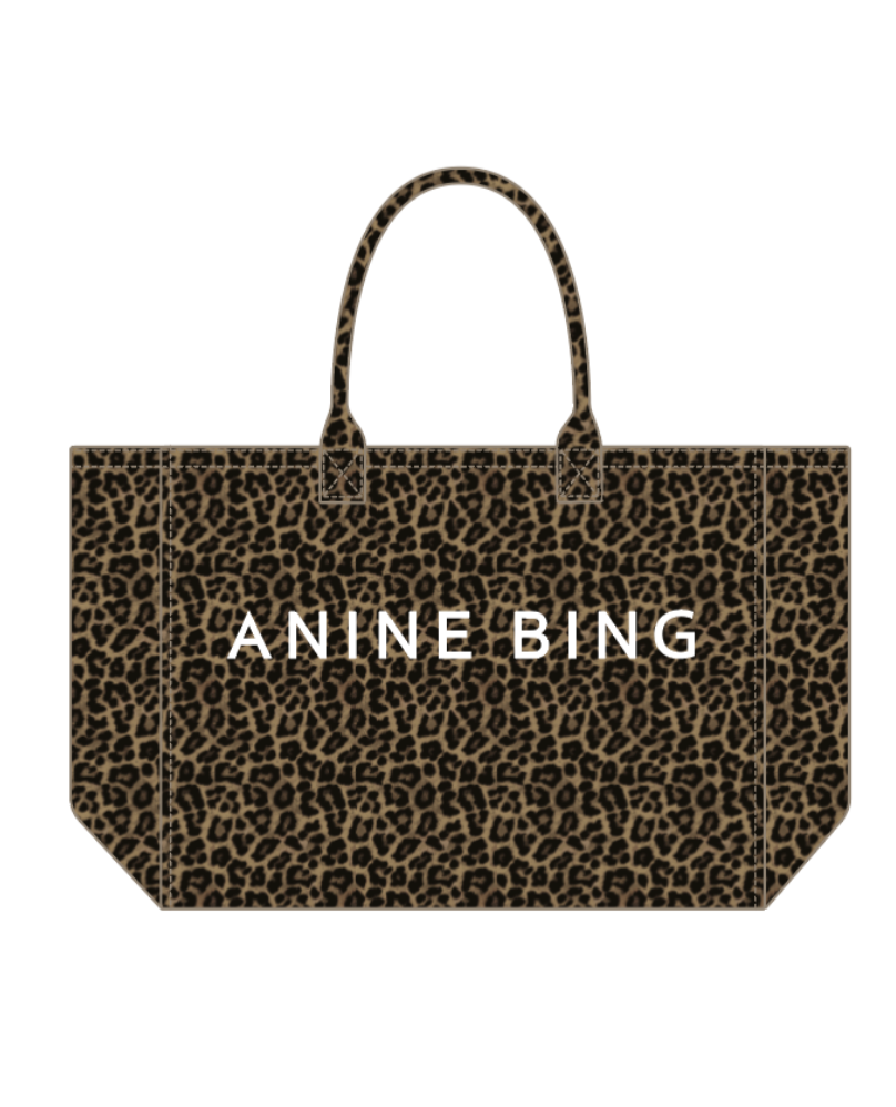 LEO CANVAS TOTE - BLACK AND BROWN LEOPARD