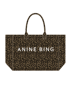 LEO CANVAS TOTE - BLACK AND BROWN LEOPARD