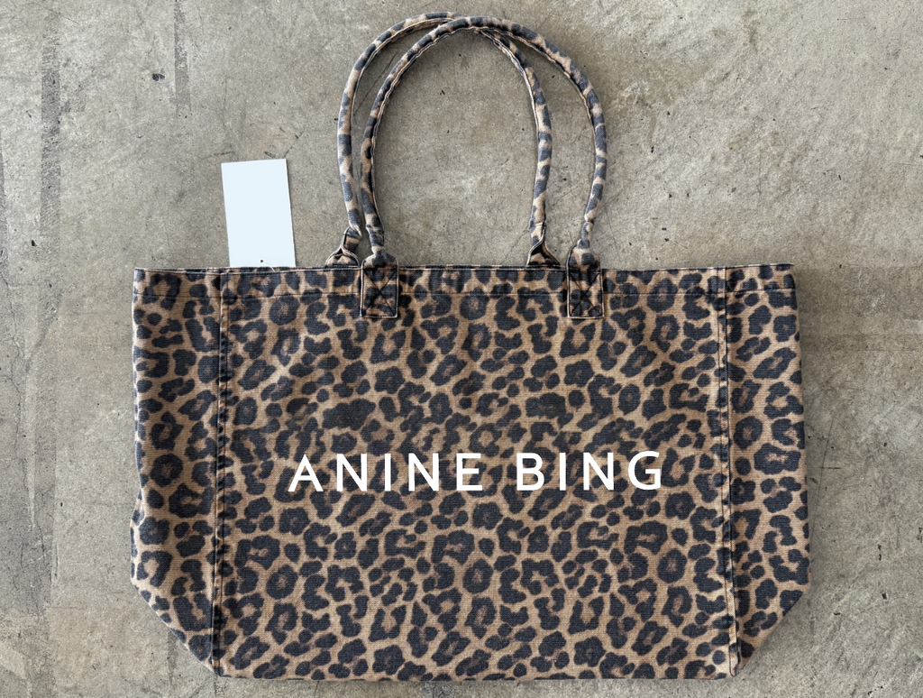 LEO CANVAS TOTE - BLACK AND BROWN LEOPARD