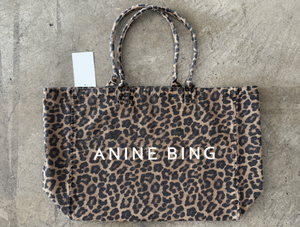 LEO CANVAS TOTE - BLACK AND BROWN LEOPARD