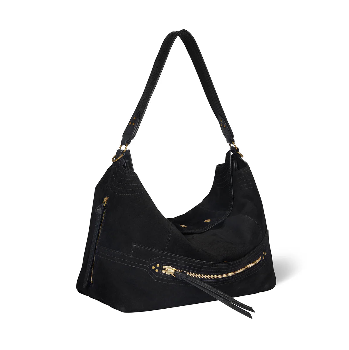 Sac Jérôme Dreyfuss Lucky Large Hobo suède noir