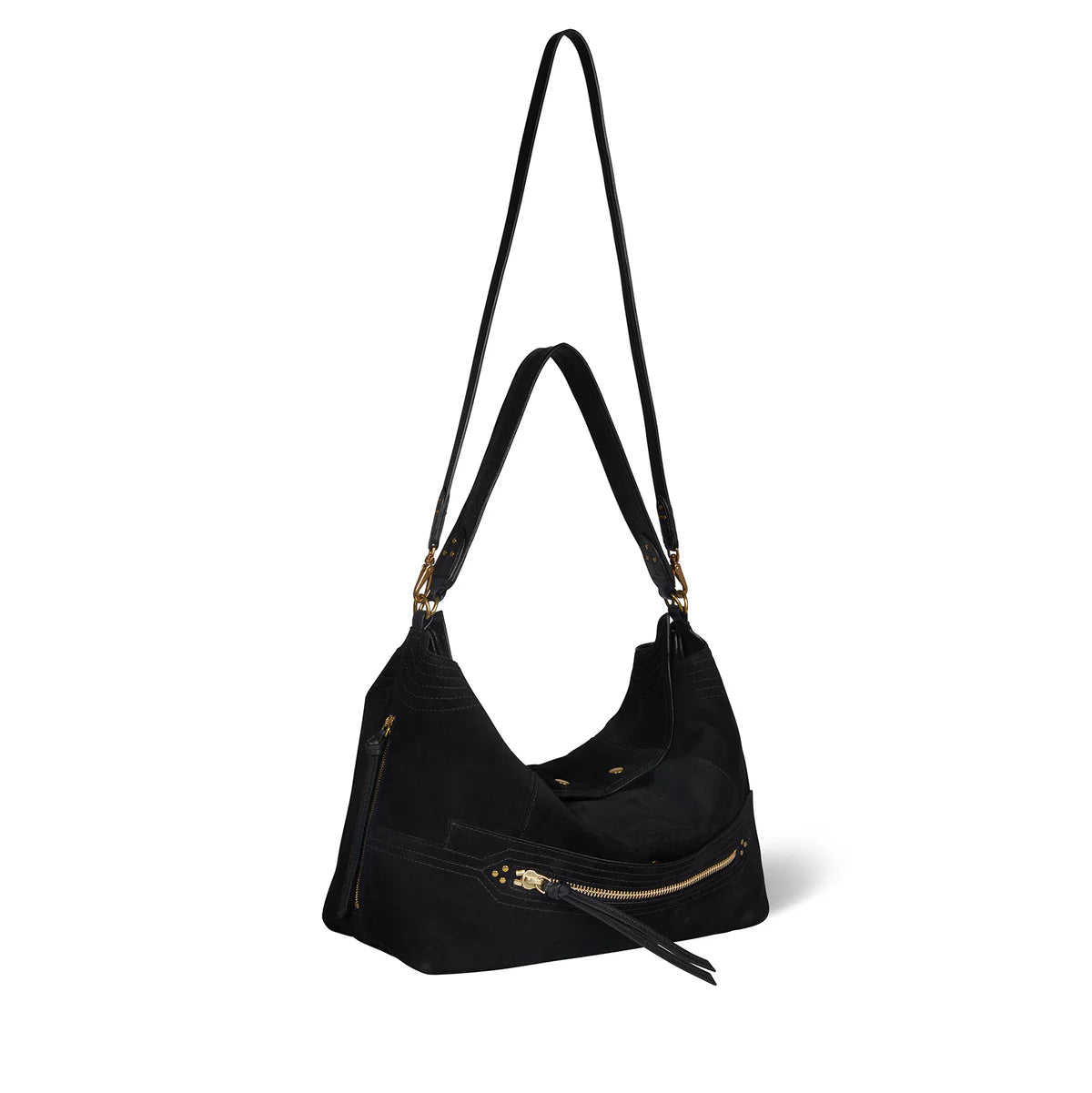 Sac Jérôme Dreyfuss Lucky Large Hobo suède noir