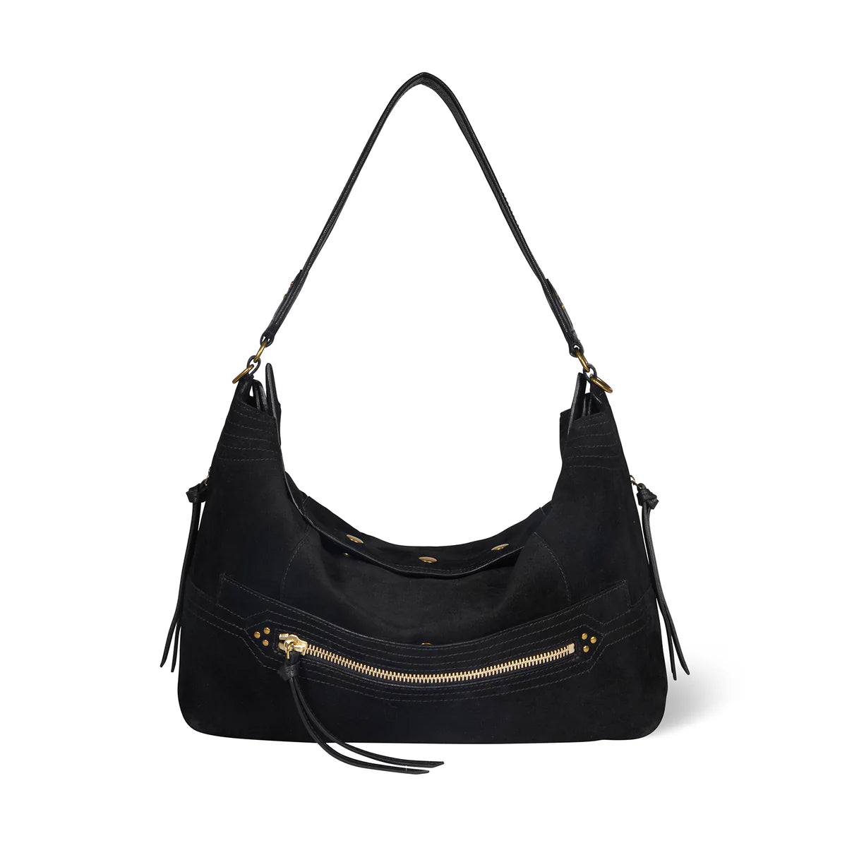 Sac Jérôme Dreyfuss Lucky Large Hobo suède noir