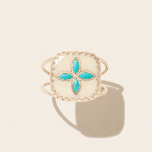 Bague Pascale Monvoisin Bowie Blanc Turquoise - Tandem