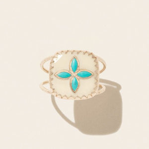 Bague Pascale Monvoisin Bowie Blanc Turquoise - Tandem