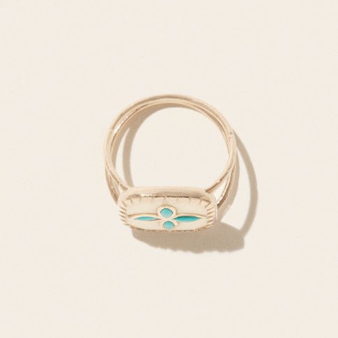 Bague Pascale Monvoisin Bowie Blanc Turquoise - Tandem