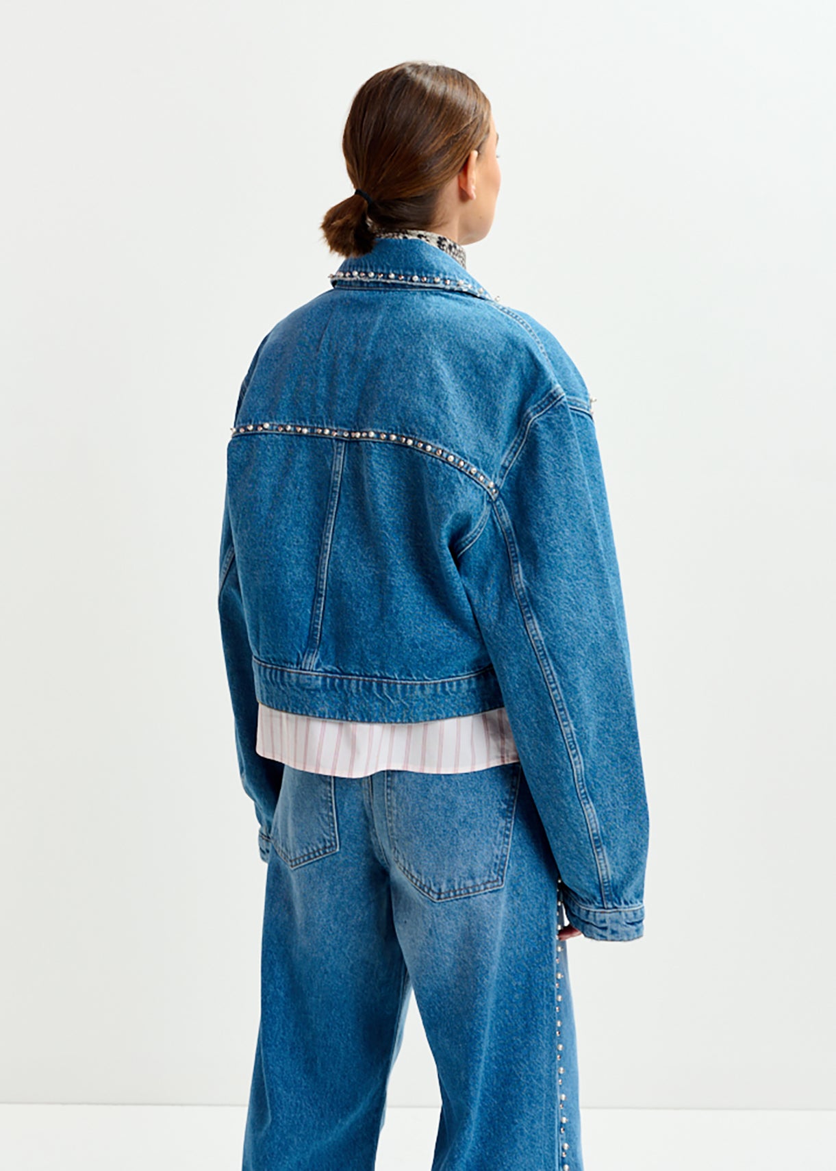 Idolized embo denim jacket