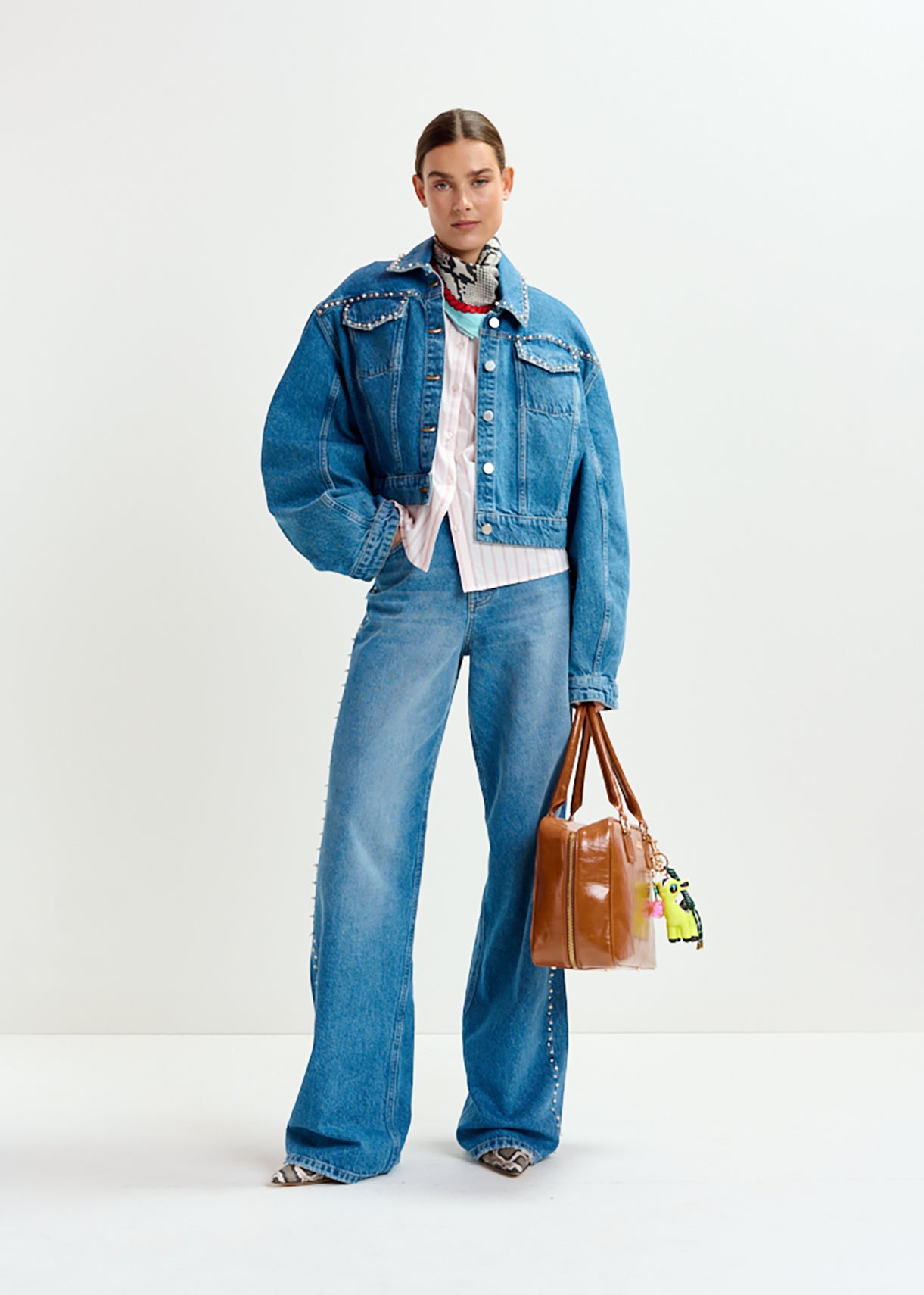 Idolized embo denim jacket