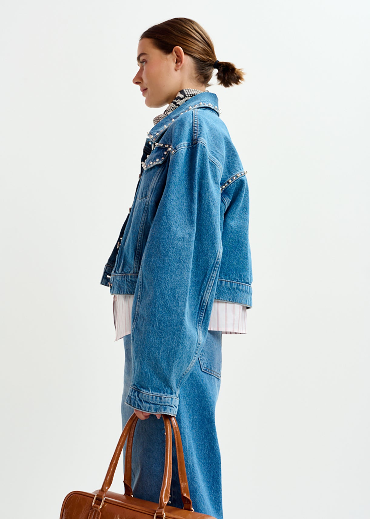 Idolized embo denim jacket