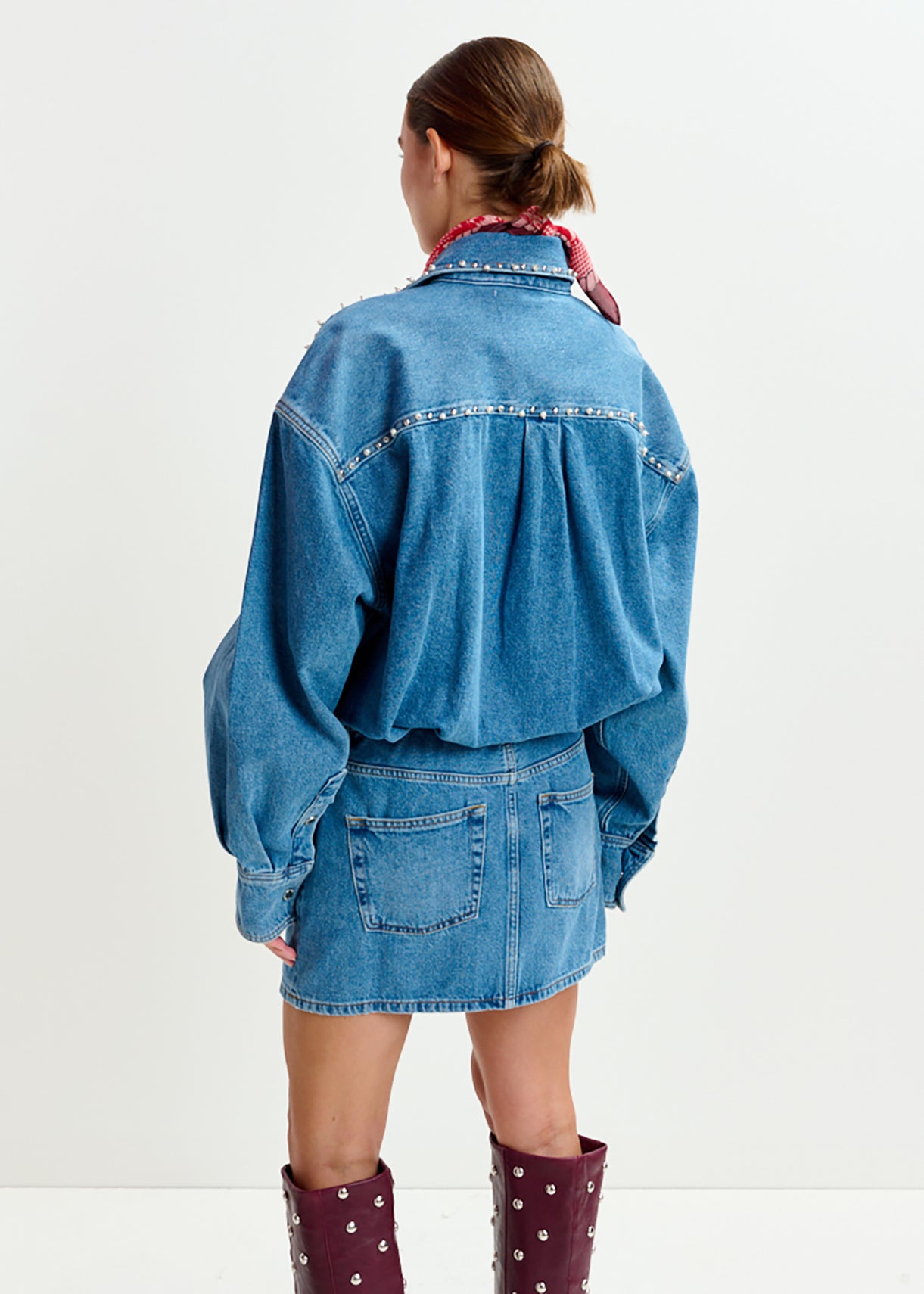Ilene embo denim dress