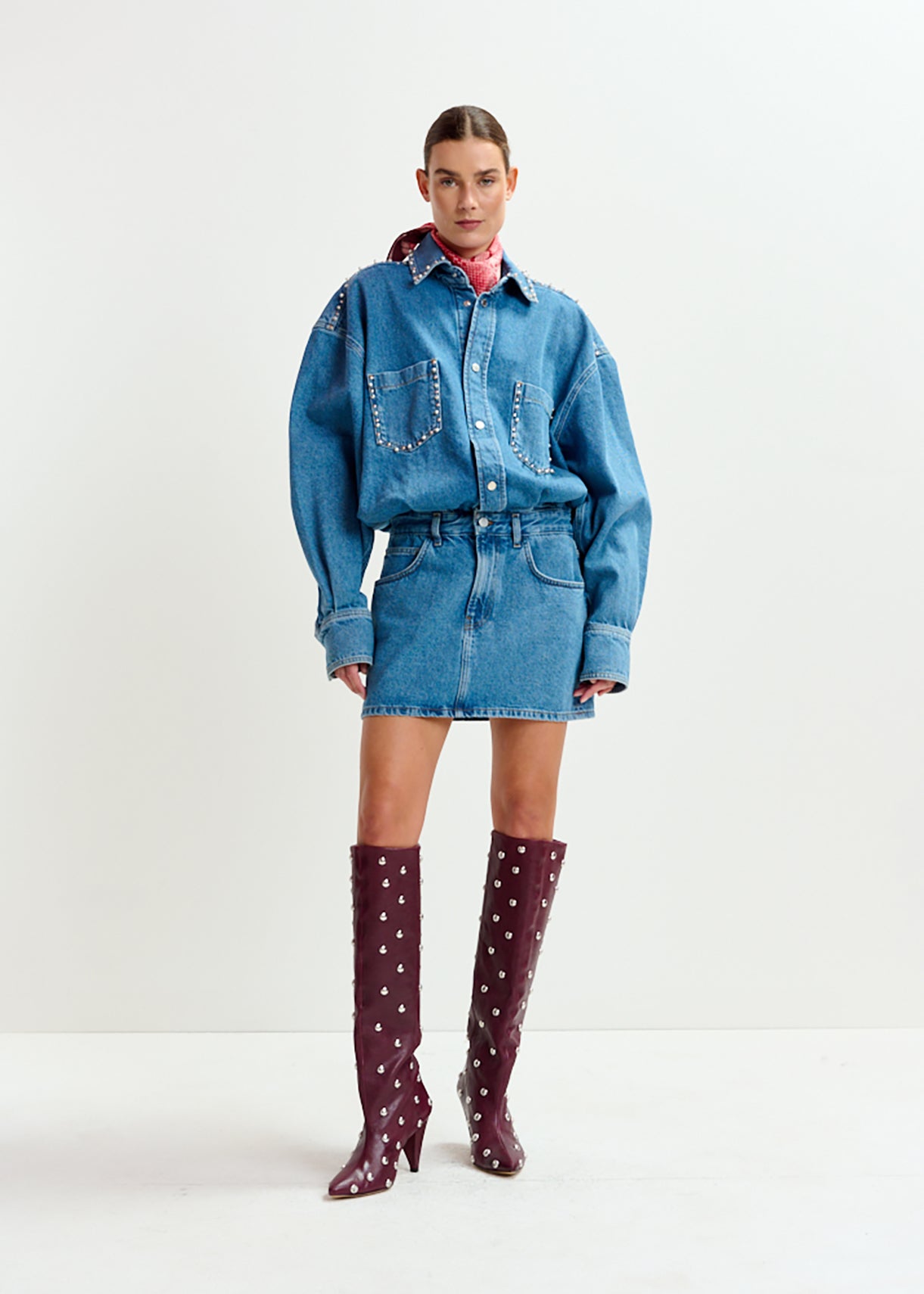 Ilene embo denim dress