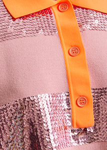 Illuminati striped sequin polo