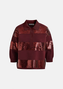 Illuminati striped sequin polo