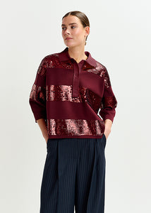 Illuminati striped sequin polo