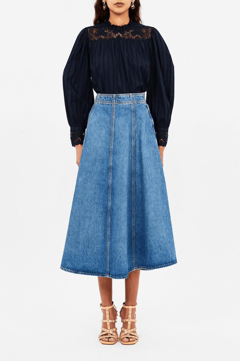 The Uma Midi Denim Skirt - Tandem