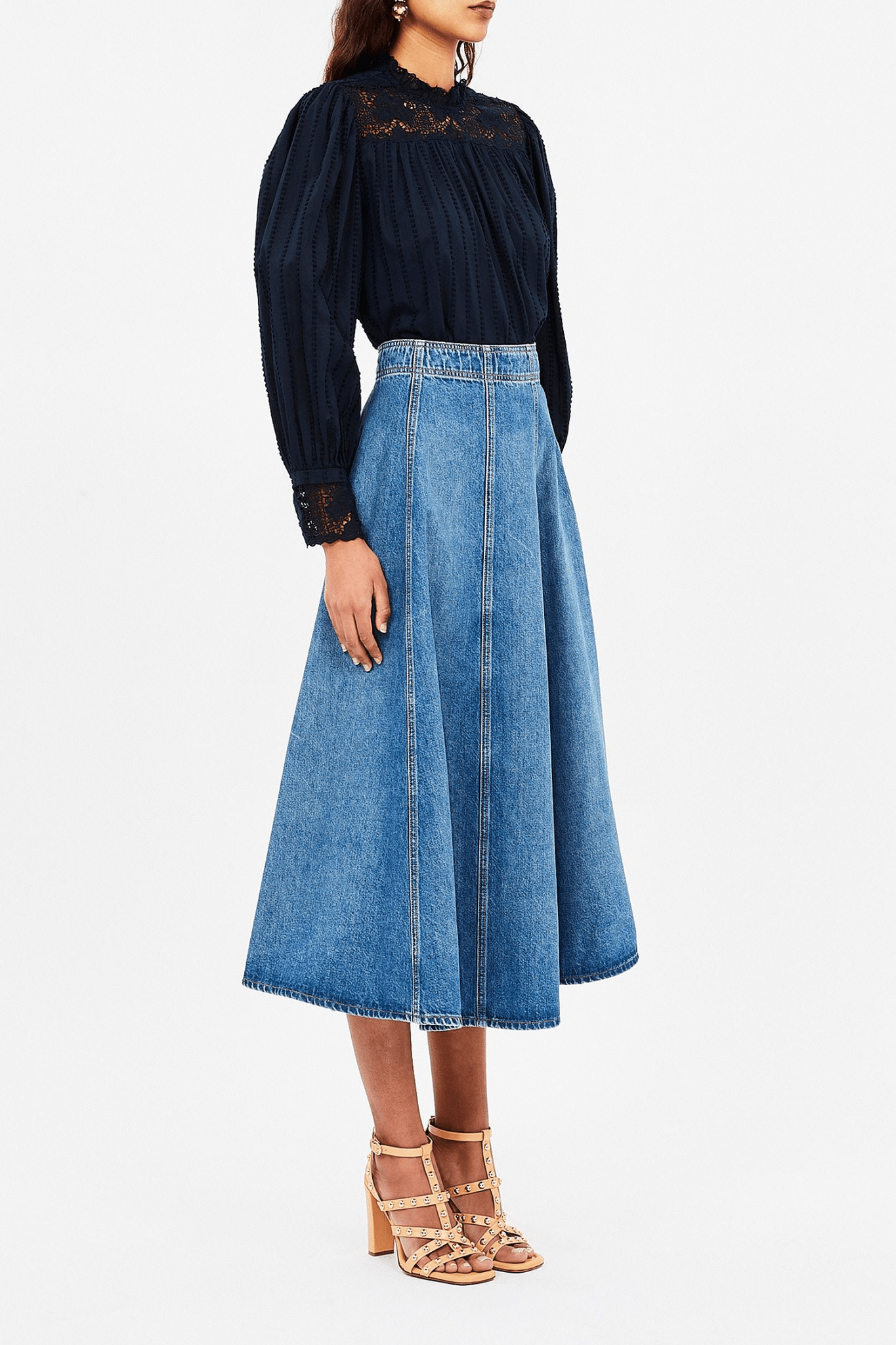 The Uma Midi Denim Skirt - Tandem