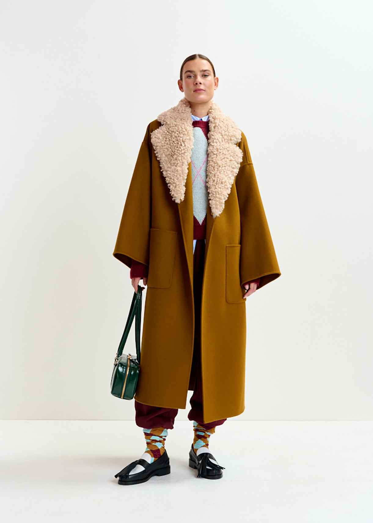 Irno faux fur collar coat